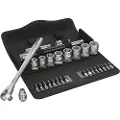 Wera 8100 SB 7, Pipenøkkelsett, Sort, Kromfarget, CE, Skrallehåndtak, 1 stykker, 3/8