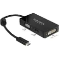 DeLOCK - Ekstern videoadapter - USB-C - DVI, HDMI, VGA - svart