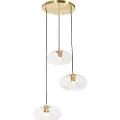 QAZQA Art Deco Hengelampe gull med glass rund 3-lys - Ayesha