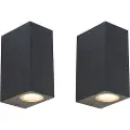 QAZQA Sett med 2 moderne vegglamper sort 2-lys IP44 - Baleno