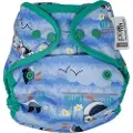 CLOSE CABOO Lukk Caboo bleier Trekk, gjenbruksbleie med trykknapper Blå Lundefugl 3-16 kg, 1 stk.