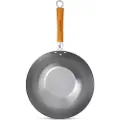 Ken Hom WOK CLASSIC CARBON, Rund, Wok-/stekepanne, Rustfritt stål, Kull stål, Keramisk, Gass, Halogen, Induksjon, Tre