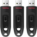 SanDisk Ultra - USB-flashstasjon - 64 GB - USB 3.0 (en pakke 3)