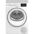 Beko B3T67230, Frittstående, Frontmatet, Varme pumpe, Hvit, Rotasjon, Rustfritt stål