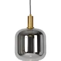 QAZQA Hengende lampe sort med gull og røykglass inkl. PUCC - Zuzanna