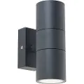 QAZQA Utendørs vegglampe mørk grå 2-lys IP44 - Duo
