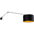 QAZQA Vegglampe sort med sort fløyelshette 35 cm justerbar - Blitz