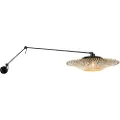 QAZQA Vegglampe sort med rottingskjerm 50 cm justerbar - Blitz