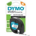 Dymo Letratag plasttape, sort på gul, 12mm x 4m rull