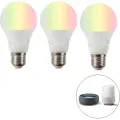 LUEDD Smart sett med 3 E27 RGBW LED-pærer A60 9W 800lm 2200-4000K