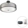 QAZQA Smart taklampe svart med hvit 50 cm inkl. 3 Wifi A60 - Drum Duo