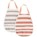 Adlibris Done by Deer Pull-over bib 2-pack Stripes Papaya/Powder