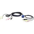 Aten 2L-7DX3U - Tastatur / video / mus / lydkabel - USB, HD-15 (VGA), mini-phone stereo 3.5 mm (hann) til mini-phone stereo 3.5 mm, USB-type B, DVI-I (hann) - 3 m