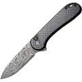CIVIVI Button Lock Elementum II Damascus, Twill CF/Black G-10