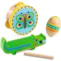 Djeco Animambo musikkinstrumentsett: Tambourine, Maracas, Guiro (DJ06031) (DJ06031)