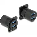 DeLOCK - D-Type - USB-sokkelmekanisme - USB 3.2 Gen 1 - USB - 2 USB-sokler - svart