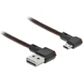 DeLOCK Easy - USB-kabel - USB (hann) venstre/høyre-vinklet, reversibel til Micro-USB type B (hann) venstre/høyre-vinklet, reversibel - USB 2.0 - 20 cm - svart