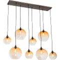 QAZQA Smart pendellampe mørk bronse med gult glass 8 lys inkl. 8 Wifi G95 - Sandra