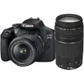 Canon EOS 2000D - Digitalkamera - SLR - 24.1 MP - APS-C - 1080 p / 30 fps - 3optisk x-zoom EF-S 18-55 mm IS II- og EF 75-300 mm III-linser - Wi-Fi, NFC
