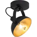 QAZQA Industriell taklampe sort med gull 15 cm justerbar - Magnax
