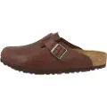 Birkenstock for man. 1023449 Boston Grip Natural Roast Leather Clogs (44), Brown, Flat, Buckle, Casual