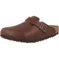Birkenstock for man. 1023449 Boston Grip Natural Roast Leather Clogs (45), Brown, Flat, Buckle, Casual
