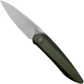We Knife Black Void Opus foldekniv, black ti with green G10 inlay