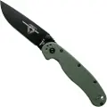 Ontario RAT-2 D2 foldekniv, svart, grønn