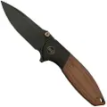 We Knife Nitro Mini, Black Titanium, Brown Micarta Inlay