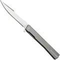 Ocaso Solstice Harpoon Satin foldekniv, Gray Titanium