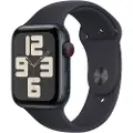 Apple Watch SE (GPS + Cellular) - 2. generasjon - 44 mm - midnattsaluminium - smartklokke med sportsbånd - fluorelastomer - midnatt - båndbredde: M/L - 32 GB - LTE, Wi-Fi, Bluetooth - 4G - 33 g
