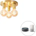 QAZQA Smart taklampe gull rund inkl. 3 Wifi G95 - Facil