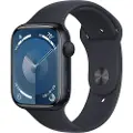 Apple Watch Series 9 (GPS) - 45 mm - midnattsaluminium - smartklokke med sportsbånd - fluorelastomer - midnatt - båndbredde: S/M - 64 GB - Wi-Fi, Bluetooth, UWB - 38.7 g