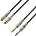 Adam hall 3 Star, 2 x RCA, Hankjønn, 2 x 6.35mm, Hankjønn, 3 m, Sort, Gull, Rød, Sølv