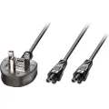 Lindy 30428, 2,5 m, Strømplugg type G, 2 x C5-kopling, H03VVH2-F