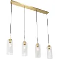 QAZQA Art Deco Hengelampe Gull med Glass 4-lys - Laura