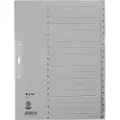 Leitz Tauepapier-Register, tall, A4 overbredde, 1-20, grå 20-deler, 100 g/m², perforering: 80 mm, med hullforsterkning (1234-00-85)