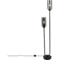 QAZQA Smart gulvlampe svart med røykglass 2 lys inkl. 2 Wifi ST64 - Laura