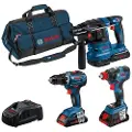 Bosch Gsr + Gdx + Gbh + 3x4ahpc + Bag Kit 3 Batteridrevne Verktøy