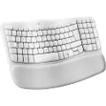 Logitech Ergo Series - Tastatur - med polstret håndleddstøtte - trådløs - Bluetooth LE - QWERTY - elfenbenshvit