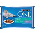 Purina One Junior 4 x 85 g - Innendørs tunfisk og kalvekjøtt