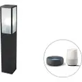 QAZQA Smart stående utendørslampe sort med rillet glass 80 cm inkl. Wifi A60 - Charlois