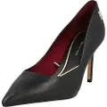 Tommy Hilfiger for woman. FW0FW07533 Black monogrammed leather heel shoes (36), 8 to 10 cm, None, Casual, Party
