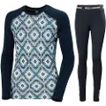 Helly Hansen Lifa Merino Midweight Graphic Crew, Dame, Navy