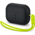 Spigen Case Silicone Fit Black + Strap Phantom Green - AirPods Pro (2nd Gen)