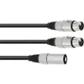 Omnitronic 30225207, XLR (3-pin), Hankjønn, 2 x XLR (3-pin), Hunkjønn, 0,5 m, Sort