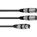 Omnitronic 30225203, XLR (3-pin), Hunkjønn, 2 x XLR (3-pin), Hankjønn, 0,5 m, Sort