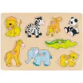 Goki Wooden Stud Puzzle Wild Animals Tre