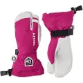 Hestra Army Leather Heli Ski, 3-finger Skihansker, Junior, Fuchsia