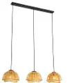 QAZQA Oriental pendellampe sort med naturbambus 3-lys - Pua